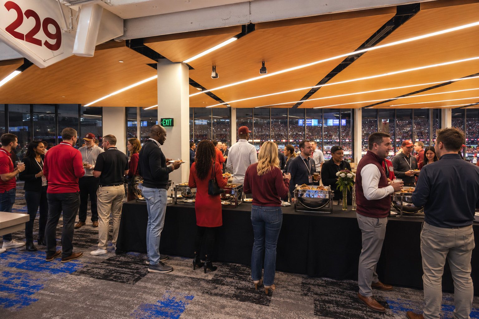 Guests enjoying the Banner Club overlooking the arena bowl
